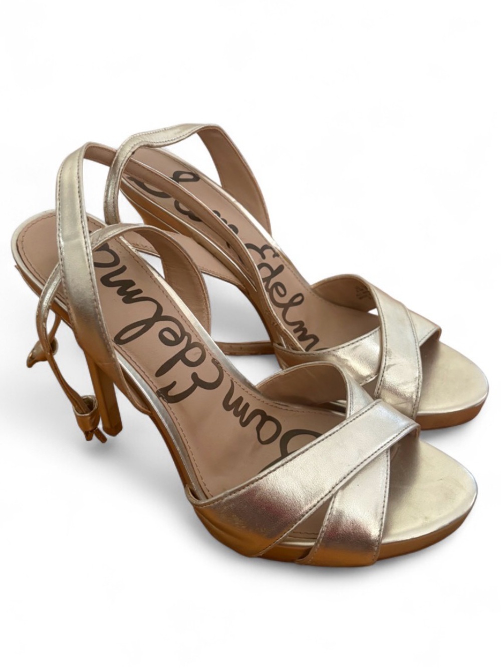 Sam Edelman Eliza Gold Strappy High Heels Size 9.5